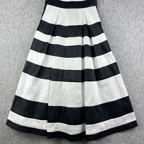 EShakti Dress Womens S Black White Banded Stripe Party Prom Fit & Flare Pockets* - Picture 8 of 16